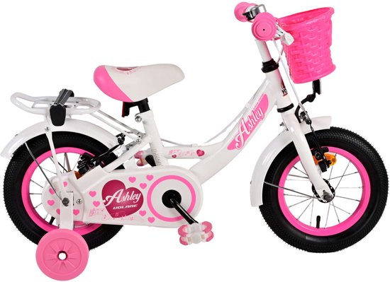 Volare Ashley Kinderfiets - Meisjes - 12 inch - Wit - Twee handremmen van Volare