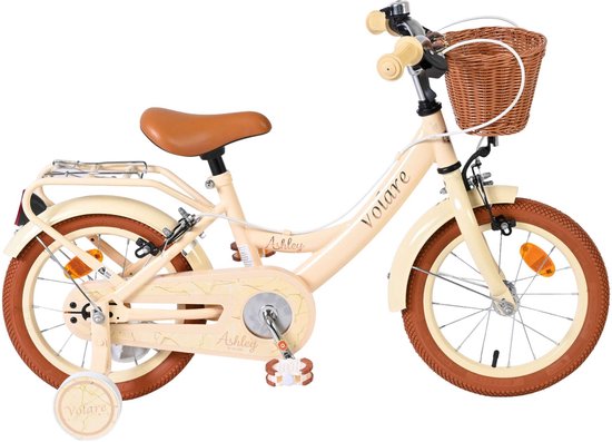 Volare Ashley Kinderfiets - Meisjes - 14 inch - Creme - Twee Handremmen van Volare