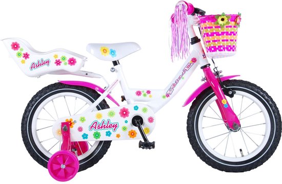 Volare Ashley Kinderfiets - Meisjes - 14 inch - Wit - 95% afgemonteerd van Volare