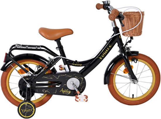 Volare Ashley Kinderfiets - Meisjes - 14 inch - Zwart - Twee Handremmen van Merkloos