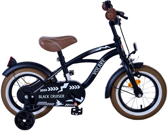 Volare Black Cruiser Kinderfiets - Jongens - 12 inch - Zwart van Volare