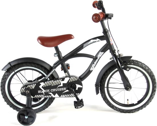 Volare Black Cruiser Kinderfiets - Jongens - 14 inch - Zwart - 95% afgemonteerd van Volare