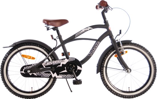 Volare Black Cruiser Kinderfiets - Jongens - 18 inch - Zwart - 95% afgemonteerd van Volare
