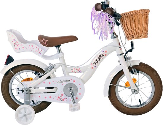 Volare Blossom Kinderfiets Meisjes 12 inch Wit Twee handremmen van Volare