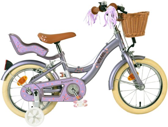 Volare Blossom Kinderfiets - Meisjes - 14 inch - Paars - Twee Handremmen van Volare