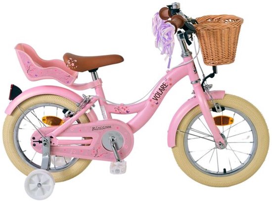 Volare Blossom Kinderfiets - Meisjes - 14 inch - Roze - Twee Handremmen van Volare
