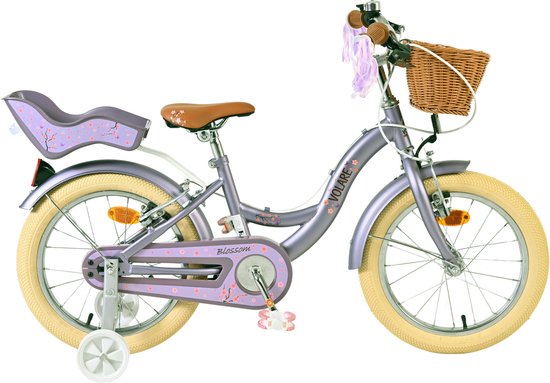 Volare Blossom Kinderfiets - Meisjes - 16 inch - Paars - Twee Handremmen van Volare