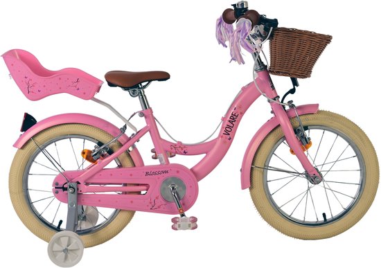 Volare Blossom Kinderfiets - Meisjes - 16 inch - Roze - Twee Handremmen van Volare
