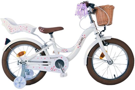 Volare Blossom Kinderfiets - Meisjes - 16 inch - Wit - Twee Handremmen van Volare