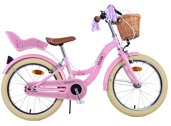 Volare Blossom Kinderfiets - Meisjes - 18 inch - Roze - Twee handremmen van Volare