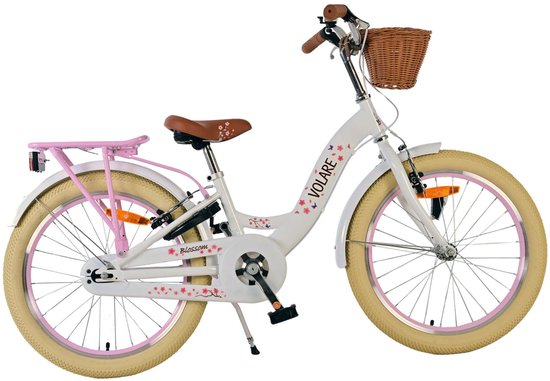 Volare Blossom Kinderfiets - Meisjes - 20 inch - Wit - Twee handremmen van Volare
