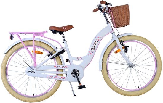 Volare Blossom Kinderfiets - Meisjes - 24 inch - Wit - Twee handremmen van Volare