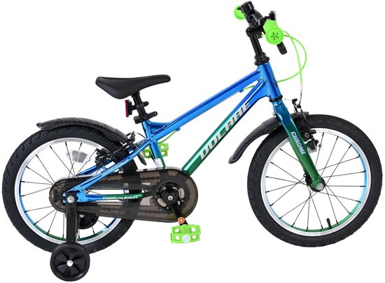 Volare Chrome Kinderfiets - Jongens - 16 inch - Blauw Groen - Twee Handremmen