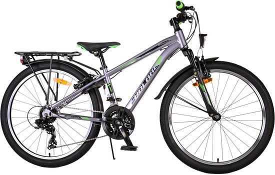 Volare Cross Kinderfiets - Jongens - 24 inch - Grijs - 18 versnellingen - Twee handremmen van Volare