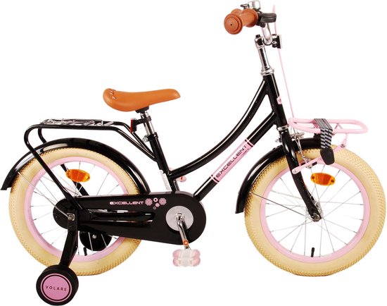 Volare Excellent Kinderfiets - Meisjes - 16 inch - Zwart - 95% afgemonteerd van Volare