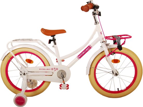 Volare Excellent Kinderfiets - Meisjes - 18 inch - Wit - 95% afgemonteerd van Volare