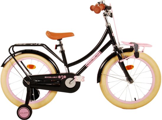 Volare Excellent Kinderfiets - Meisjes - 18 inch - Zwart - 95% afgemonteerd van Volare
