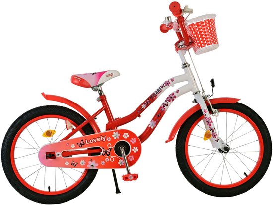 Volare Lovely Kinderfiets - Meisjes - 18 inch - Rood Wit van Merkloos