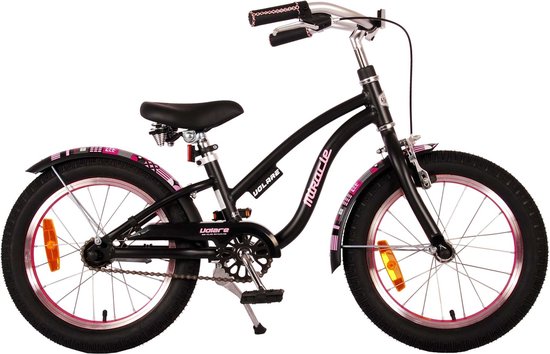 Volare Miracle Cruiser Kinderfiets - Meisjes- 16 inch - Mat Zwart - Prime Collection van Volare