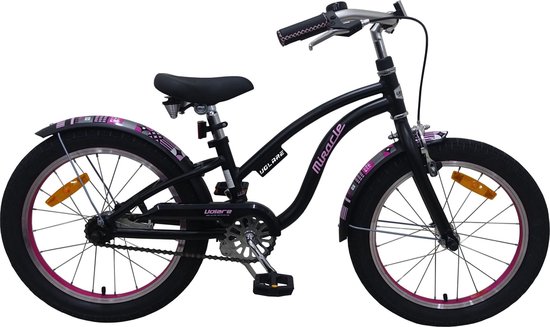Volare Miracle Cruiser Kinderfiets - Meisjes - 18 inch - Mat Zwart - Prime Collection van Volare
