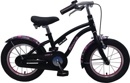 Volare Miracle Kinderfiets - Meisjes - 14 inch - Mat Zwart - Prime Collection van Volare