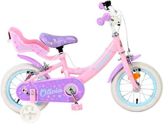 Volare Olivia Kinderfiets - Meisjes - 12 inch - Roze - Twee handremmen van Volare
