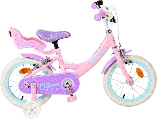 Volare Olivia Kinderfiets - Meisjes - 14 inch - Roze - Twee Handremmen