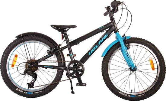Volare Rocky Kinderfiets - 20 inch - Blauw Zwart - 85% afgemonteerd - 6 speed - Prime Collection van Volare