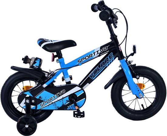 Volare Sportivo Kinderfiets - Jongens - 12 inch - Blauw Zwart - van Volare
