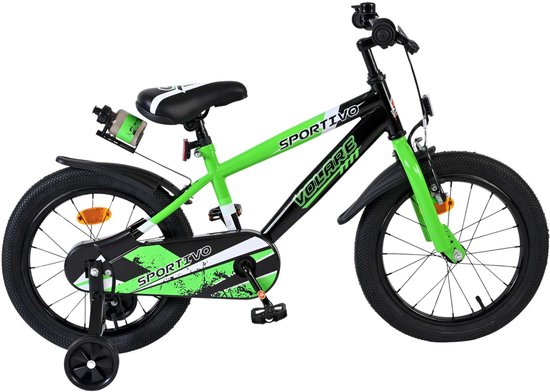 Volare Sportivo Kinderfiets - Jongens - 16 inch - Groen Zwart van Merkloos