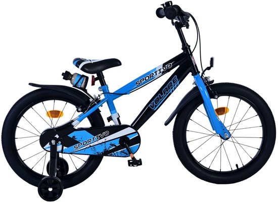 Volare Sportivo Kinderfiets - Jongens - 18 inch - Blauw Zwart - Twee Handremmen van Volare