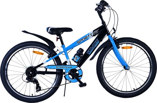 Volare Sportivo Kinderfiets - Jongens - 24 inch - 7 Speed - Zwart Blauw van Volare
