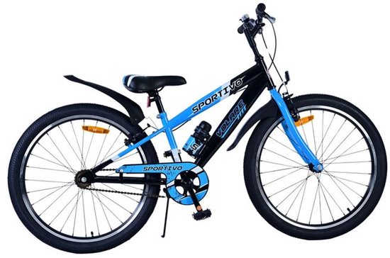 Volare Sportivo Kinderfiets - Jongens - 24 inch - Zwart Blauw - Twee Handremmen van Volare