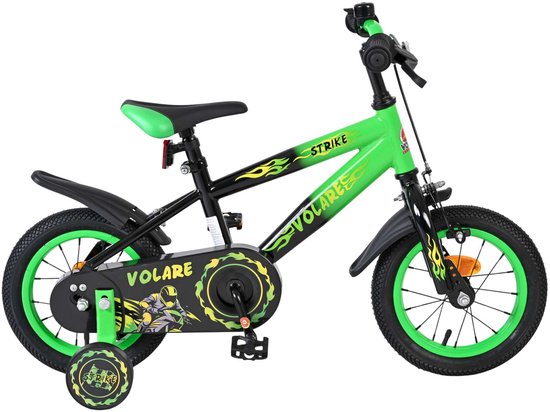 Volare Strike Kinderfiets - Jongens - 12 inch - Zwart Groen van Merkloos