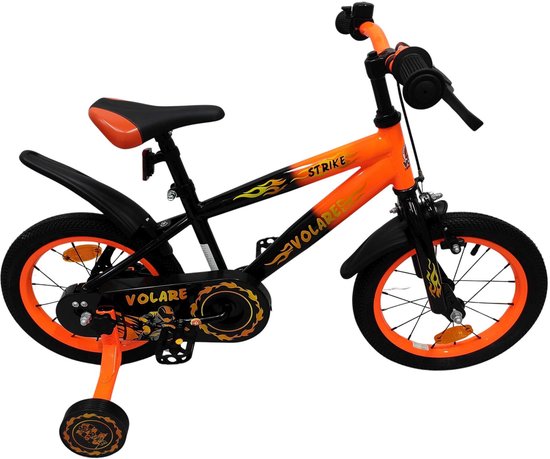 Volare Strike Kinderfiets - Jongens - 14 inch - Zwart Oranje van Merkloos