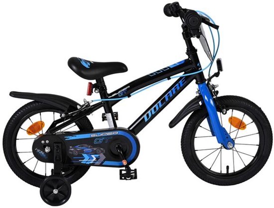 Volare Super GT Kinderfiets - Jongens - 14 inch - Blauw - Twee handremmen van Volare