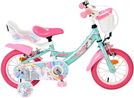 Volare Unicorn Kinderfiets - Meisjes - 12 inch - Groen - Twee handremmen