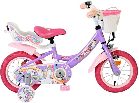 Volare Unicorn Kinderfiets - Meisjes - 12 inch - Paars