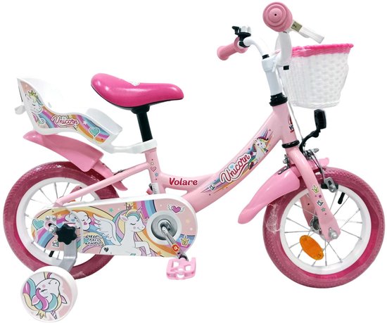 Volare Unicorn Kinderfiets - Meisjes - 12 inch - Roze van Merkloos