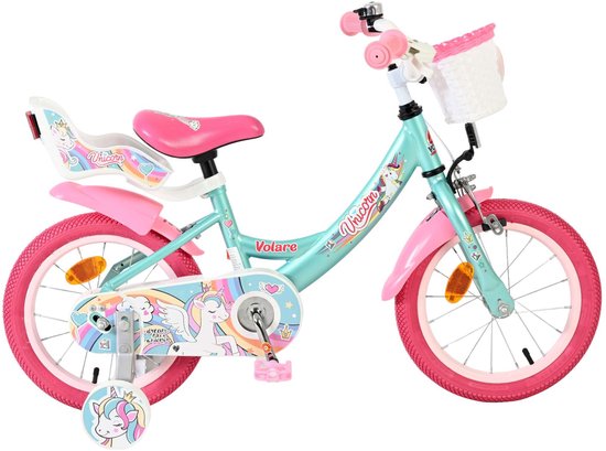 Volare Unicorn Kinderfiets - Meisjes - 14 inch - Groen van Merkloos