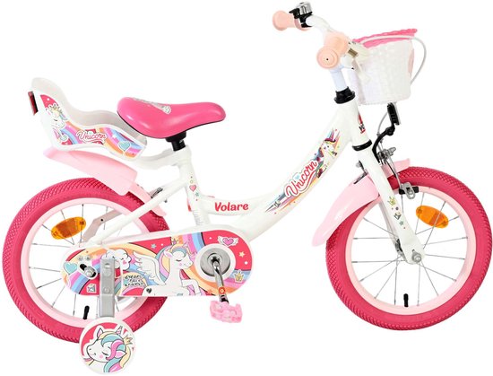 Volare Unicorn Kinderfiets - Meisjes - 14 inch - Wit