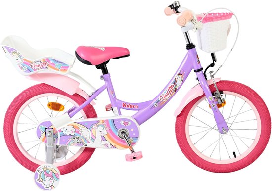 Volare Unicorn Kinderfiets - Meisjes - 16 inch - Paars van Merkloos
