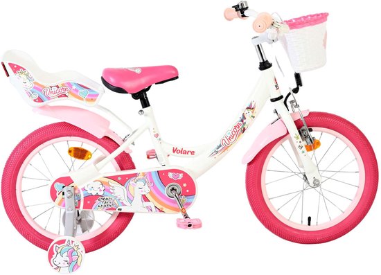 Volare Unicorn Kinderfiets - Meisjes - 16 inch - Wit