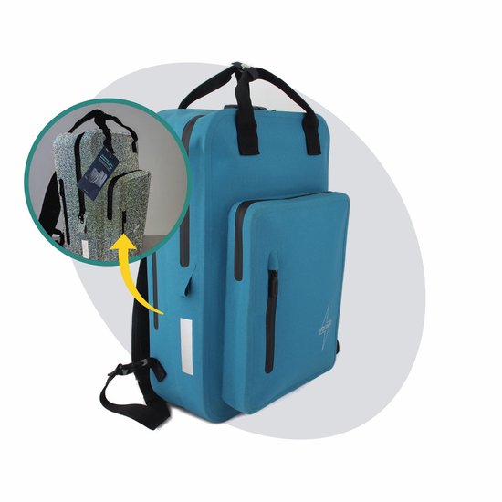 Voltano City Enkele Fietstas Rugzak E-bike - Reflective Blauw - Codeslot - Laptopvak - Waterdicht