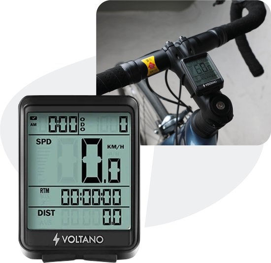 Voltano Draadloze Fietscomputer 2.1 inch - Zwart - 21 Functies - Waterdicht