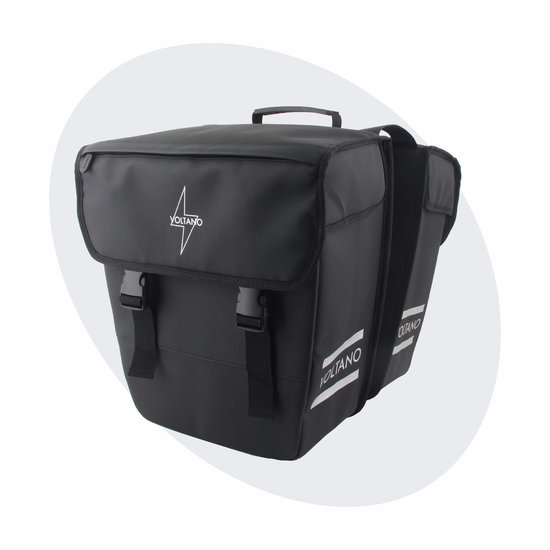 Voltano Dubbele Fietstas 40L Afgeschuind - Zwart - 100% Waterdichte Fietstassen - Fietstassen Elektrische Fietsen van Merkloos
