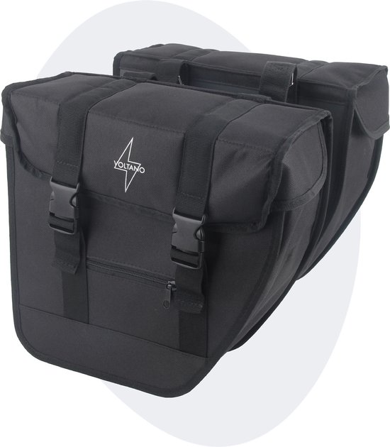 Voltano Dubbele Fietstas Afgeschuind - Zwart - 24 Liter - Waterdicht Polyester - 100% Waterdichte Fietstassen van Voltano