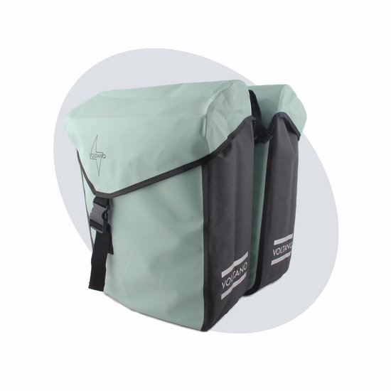 Voltano Dubbele Fietstas Modern Mintgroen / Zwart - Reflective - 50 Liter - Waterdicht