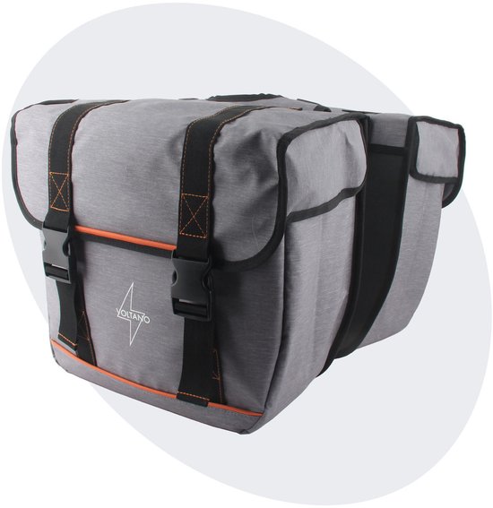 Voltano Dubbele Fietstas Premium Afgeschuind - Grijs - 44 Liter - 100% Waterdicht - Fietstassen Electrische Fietsen van Voltano