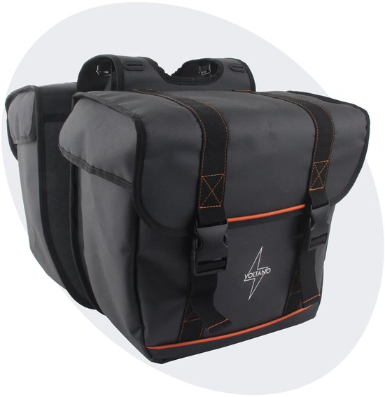 Voltano Dubbele Fietstas Premium Afgeschuind - Zwart - 44 Liter - 100% Waterdicht - Fietstassen Electrische Fietsen van Voltano